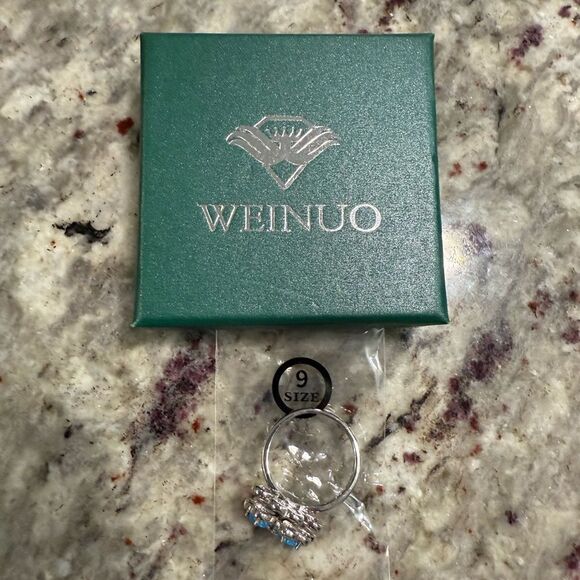 NEW Weinuo Silver and Blue Women's Anxiety Spinner Ring Size 9 - Picture 5 of 10